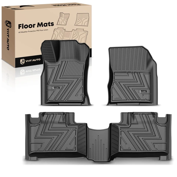 3 Pcs Front & Rear Black TPE textured Floor Mats Liners for 2022 Jeep Grand Cherokee WK
