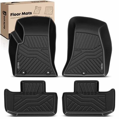 4 Pcs Front & Rear Black TPE textured Floor Mats Liners