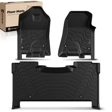 3 Pcs Front & Rear Black TPE textured Floor Mats Liners