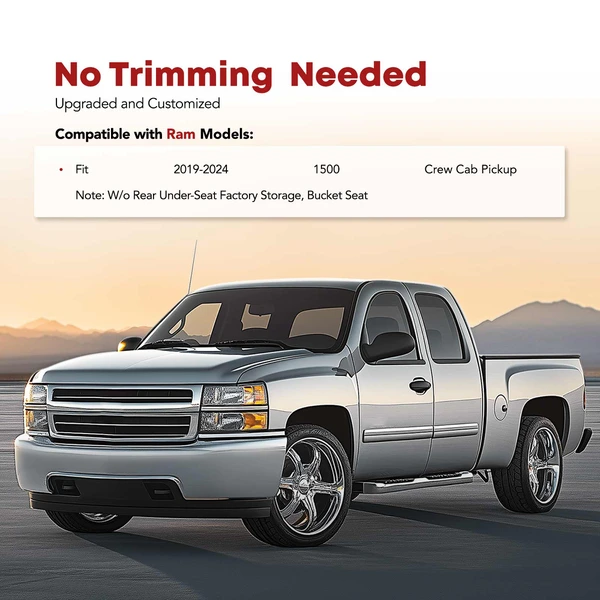 3 Pcs Front & Rear Black TPE textured Floor Mats Liners for 2019-2024 Ram 1500