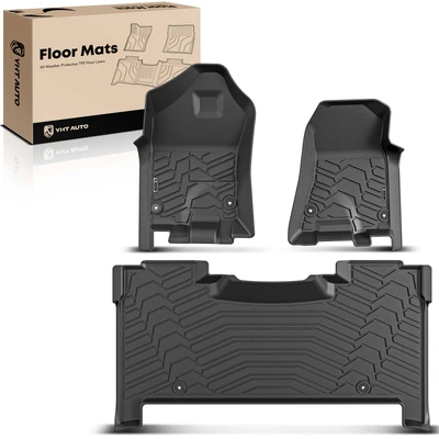 3 Pcs Front & Rear Black TPE textured Floor Mats Liners for 2019-2024 Ram 1500