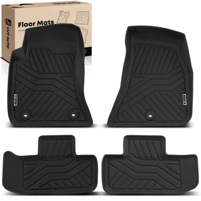 4 Pcs Front & Rear Black Floor Mats Liners