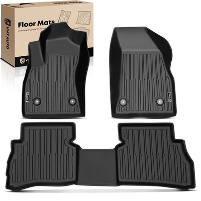 3 Pcs Front & Rear Black Floor Mats Liners