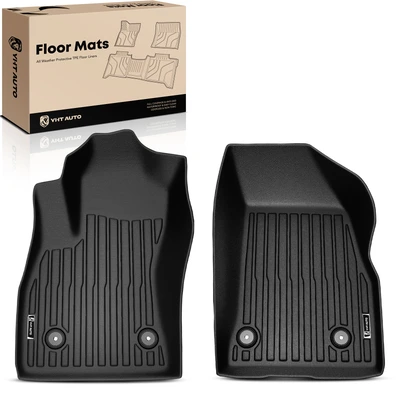 2 Pcs Front Black Floor Mats Liners