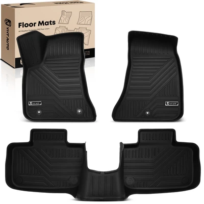 3 Pcs Front & Rear Black Floor Mats Liners