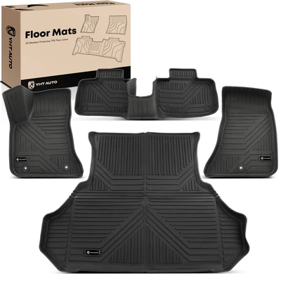4 Pcs Front & Rear Black Floor Mats Liners