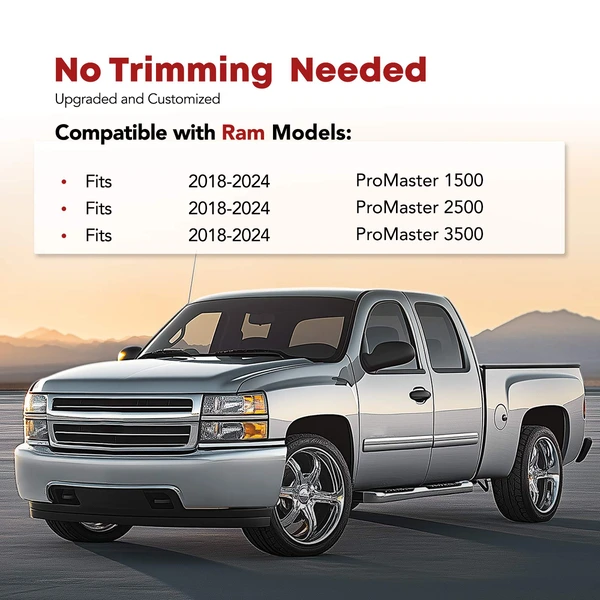 Front Black TPE Floor Mats Waterproof for 2018-2024 Ram ProMaster 2500