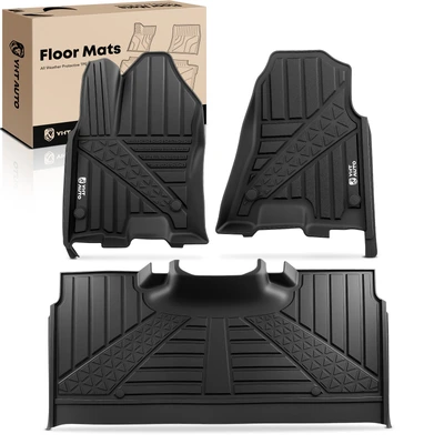 3 Pcs Front & Rear TPE Black Floor Mats Liners