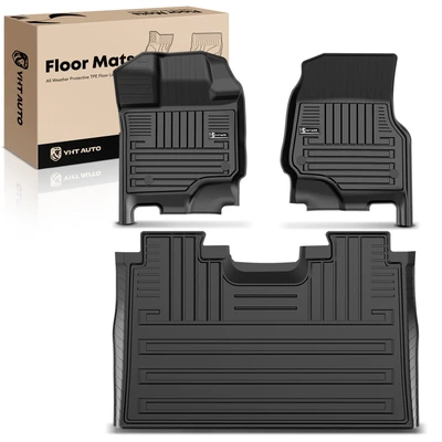 3 Pcs Front & Rear Black TPE textured Floor Mats Liners for 2015-2023 Ford F-150