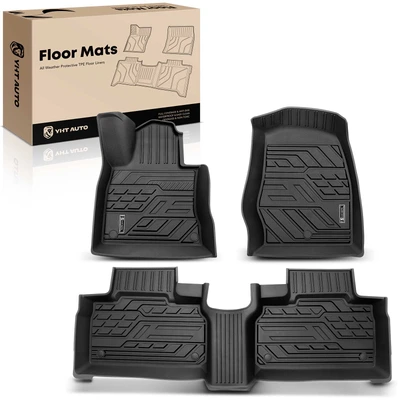 3 Pcs Front & Rear Black TPE textured Floor Mats Liners