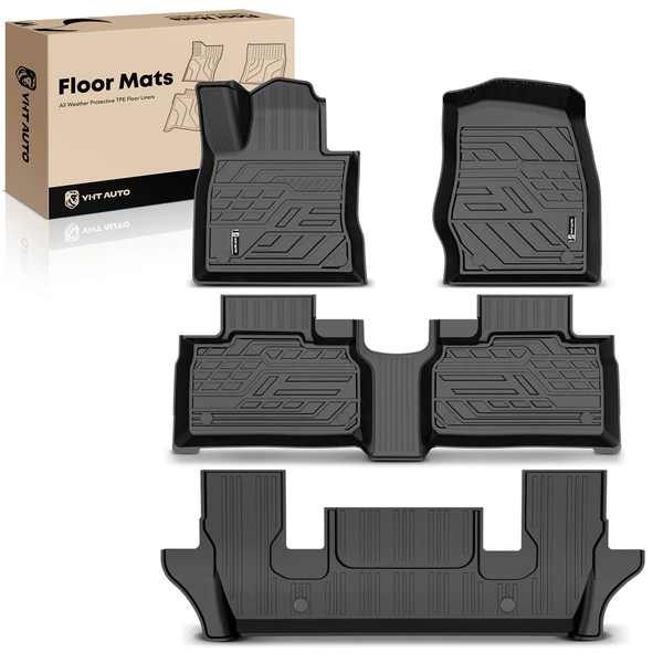 4 Pcs Front & Rear Black Floor Mats Liner for 2020-2023 Ford Explorer