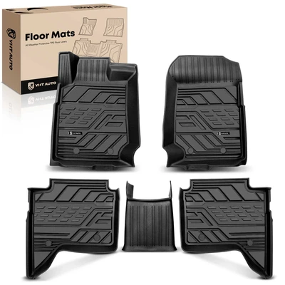 3 Pcs Front & Rear Black TPE textured Floor Mats Liners