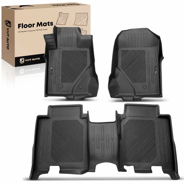 3 Pcs Front & Rear Black TPE textured Floor Mats Liners for Ford Bronco 2021-2023 SUV 4-Door