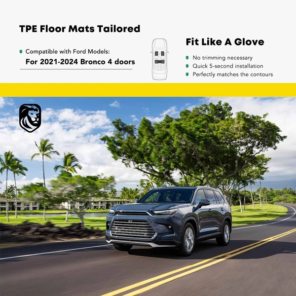 3 Pcs Front & Rear Black TPE textured Floor Mats Liners for Ford Bronco 2021-2023 SUV 4-Door