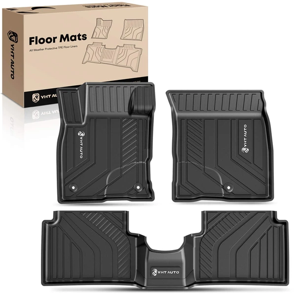3 Pcs Front & Rear Black TPE textured Floor Mats Liners for 2022-2023 Ford Maverick