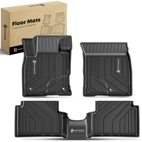 3 Pcs Front & Rear Black TPE textured Floor Mats Liners for 2022-2023 Ford Maverick