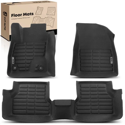 3 Pcs Front & Rear Black Floor Mats Liners