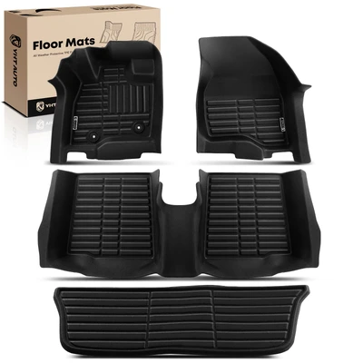 5 Pcs Front & Rear Black TPE textured Floor Mats Liners