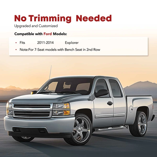 5 Pcs Front & Rear Black TPE textured Floor Mats Liners for Ford Explorer 2011-2014 7-Seat