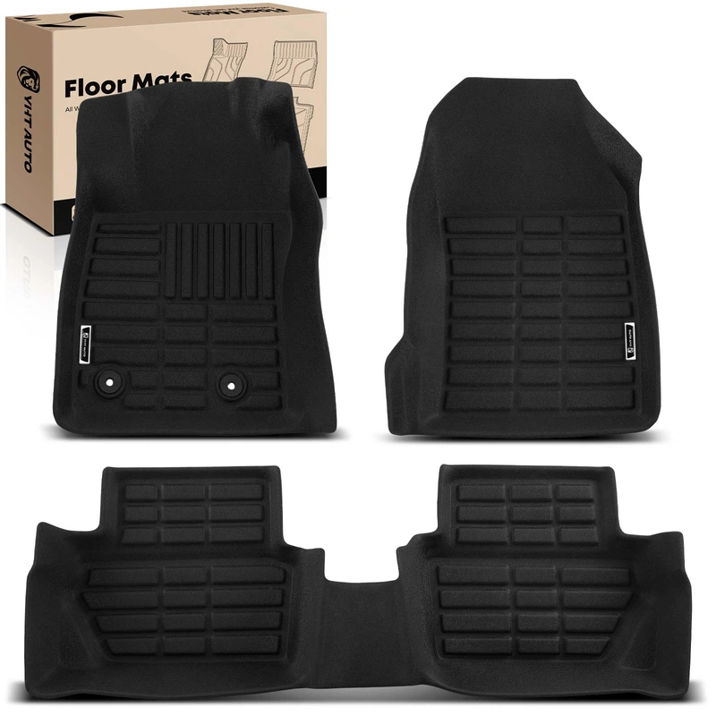 3 Pcs Front & Rear Black Floor Mats Liners for 2014 Ford EcoSport