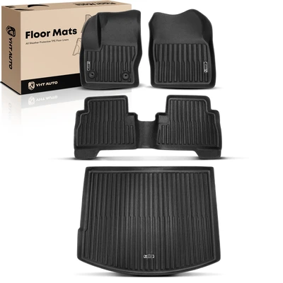 4 Pcs Front & Rear Black Floor Mats Liners