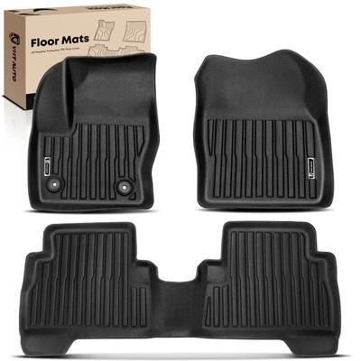 3 Pcs Front & Rear Black Floor Mats Liners