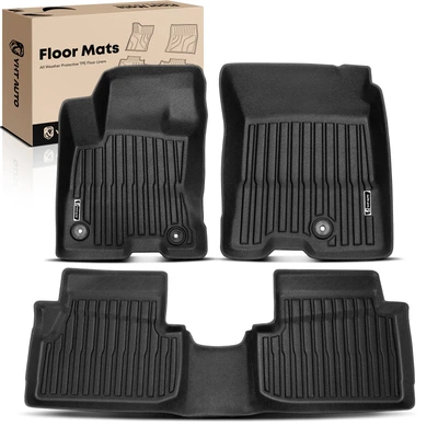 3 Pcs Front & Rear Black Floor Mats Liners Set