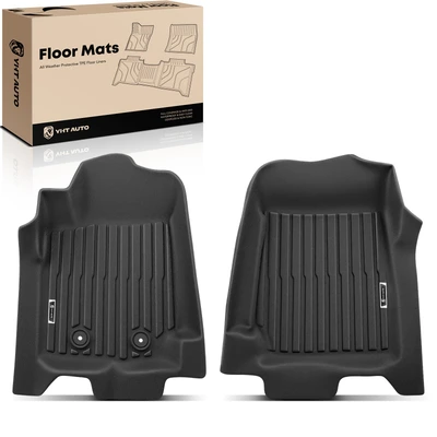 2 Pcs Front Black Floor Mats Liners