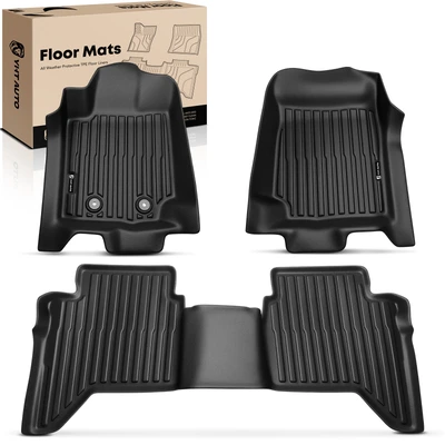 3 Pcs Front & Rear Black Floor Mats Liners