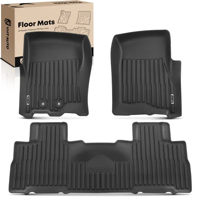 3 Pcs Front & Rear Black Floor Mats