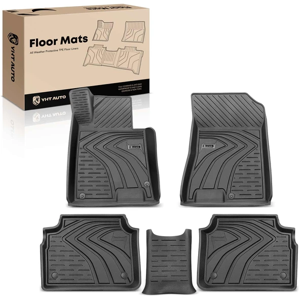 3 Pcs Front & Rear Black TPE textured Floor Mats Liners for 2020-2023 Hyundai Sonata