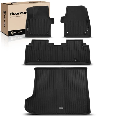 4 Pcs Front & Rear Black Floor Mats Liners