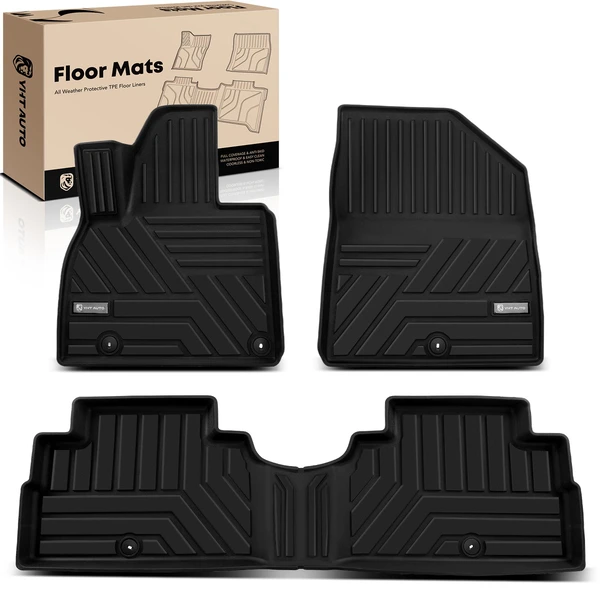 3 Pcs Front & Rear Black Floor Mats Liner Set for 2020-2024 Kia Telluride
