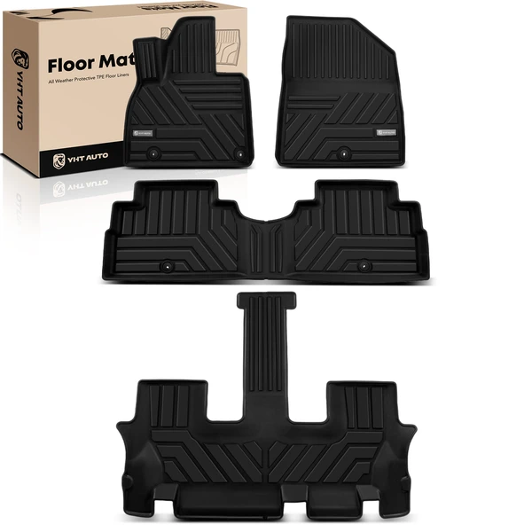 4 Pcs Front & Rear Black Floor Mats Liners for 2020-2024 Kia Telluride