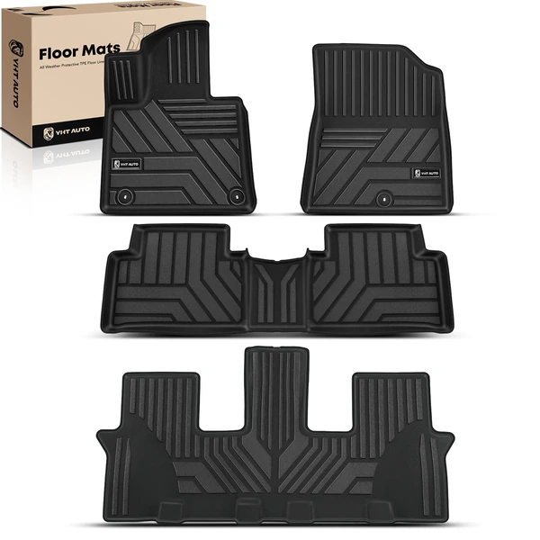 4 Pcs Front & Rear Black Floor Mats Liners for Kia Sorento 2021-2024