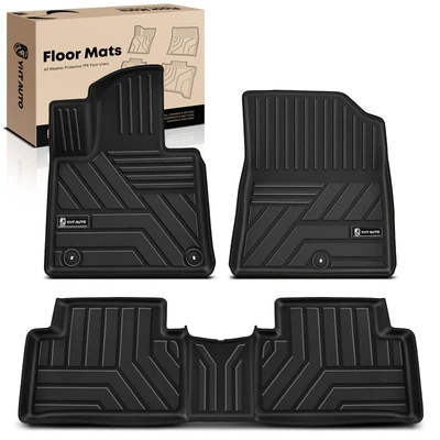 3 Pcs Front & Rear Black Floor Mats