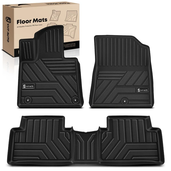 3 Pcs Front & Rear Black Floor Mats for 2021-2024 Kia Sorento