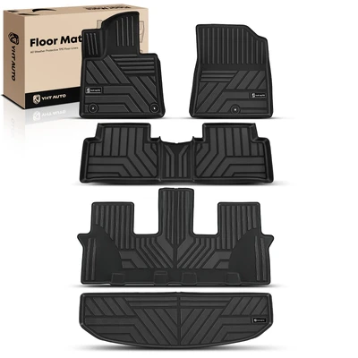 5 Pcs Front & Rear Black Floor Mats Liners