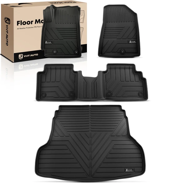 4 Pcs Front & Rear Black Floor Mats Liners for 2019-2024 Kia Forte
