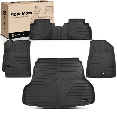 4 Pcs Front & Rear Black Floor Mats Liners