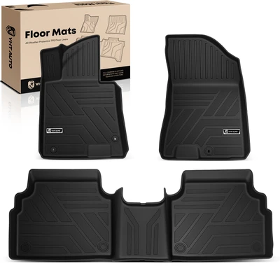 3 Pcs Front & Rear Black Floor Mats Liners