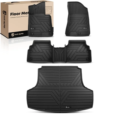 4 Pcs Front & Rear Black Floor Mats Liners