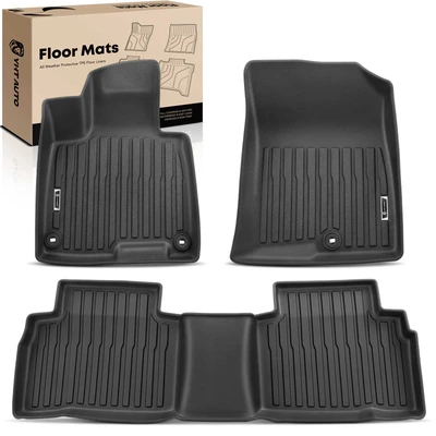 3 Pcs Front & Rear Black Floor Mats Liners