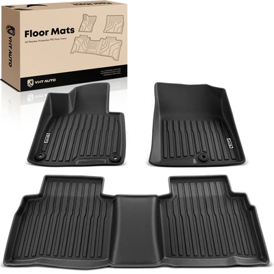 3 Pcs Front & Rear Black Floor Mats Liners