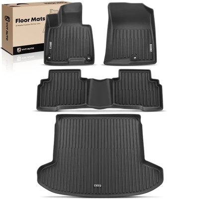 4 Pcs Front & Rear Black Floor Mats Liners