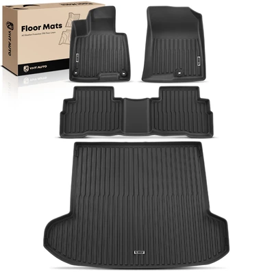 4 Pcs Front and Rear Black Floor Mats Liners