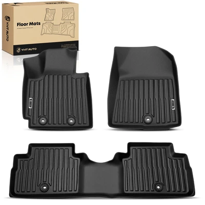 3 Pcs Front & Rear Rows Black Floor Mats