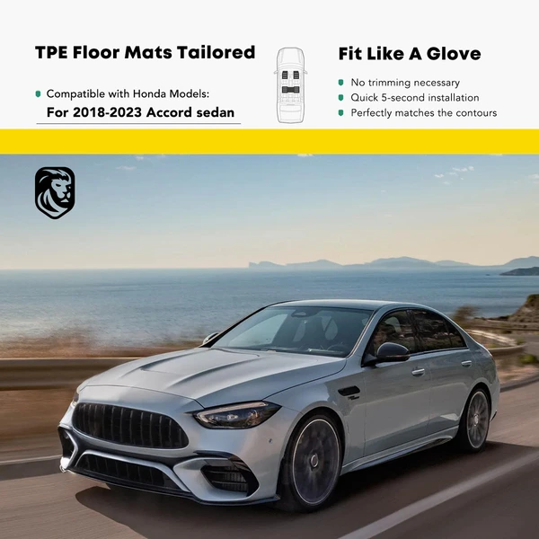 5 Pcs Front & Rear Black TPE textured Floor Mats Liners for 2018-2022 Honda Accord