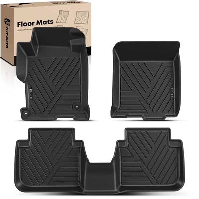3 Pcs Front & Rear Black TPE textured Floor Mats Liners for 2013-2017 Honda Accord