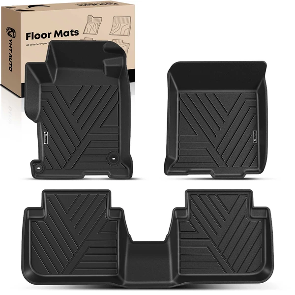 3 Pcs Front & Rear Black TPE textured Floor Mats Liners for Honda Accord 2013-2017 Sedan